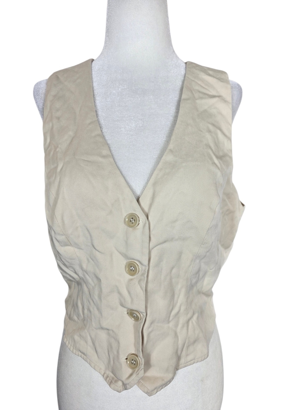 Reformation Cream Buttoned V-Neck Vest - Picture 2 of 12